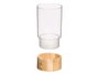 GIFTDECOR Vase Cylindrique Transparent avec Base en Bois 12x12x20cm