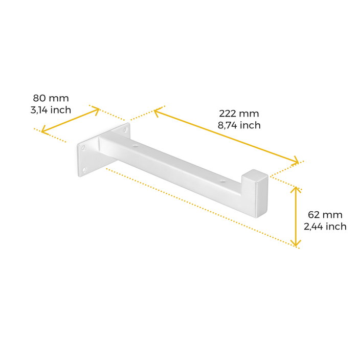 Emuca Jeu de supports pour étagères en bois Shelf droit avec tube carré, Acier, Peint en blanc