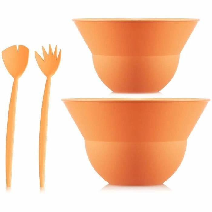 Bodum Ensemble de 2 bols Topee 3 L et 4,9 L avec couverts à salade Bellini orange Bodum Ensemble de 2 bols Topee 3 L et 4,9 L avec couverts à salade Bellini orange