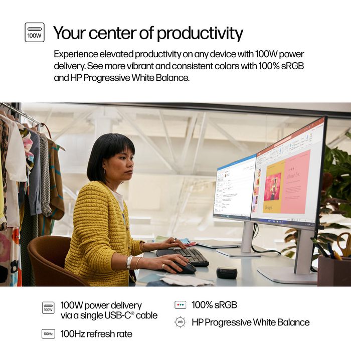 HP Écran FHD USB-C 23,8 pouces HP Series 5 Pro – HP 524pu Noir