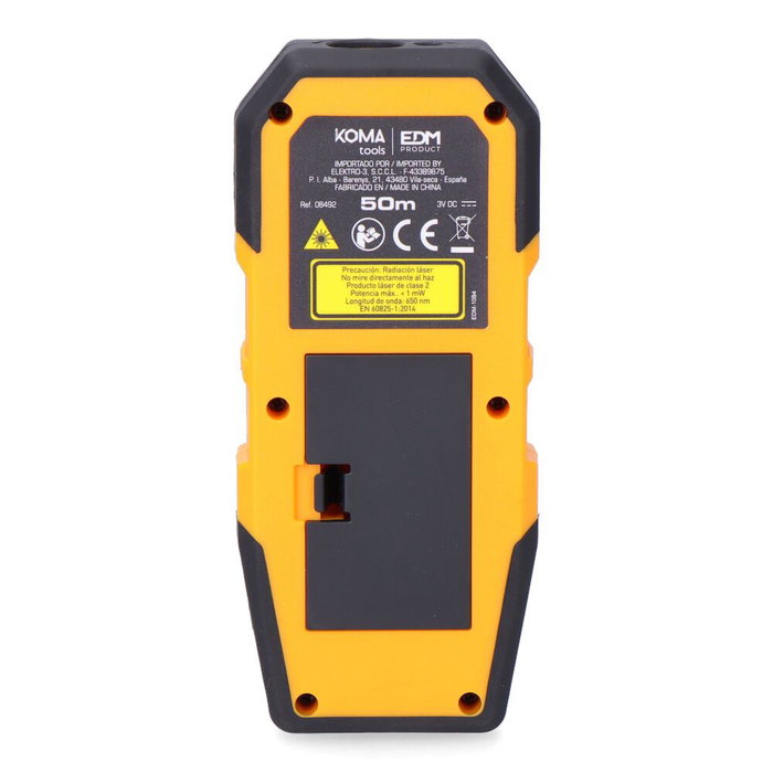 Koma Tools Medidor laser avec étui - Classe II, 50 m, précision ±2 mm, 5,2 x 2,4 x 12,3 cm