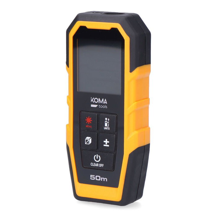 Koma Tools Medidor laser avec étui - Classe II, 50 m, précision ±2 mm, 5,2 x 2,4 x 12,3 cm