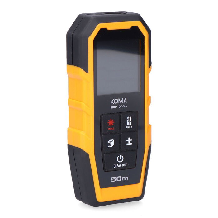Koma Tools Medidor laser avec étui - Classe II, 50 m, précision ±2 mm, 5,2 x 2,4 x 12,3 cm