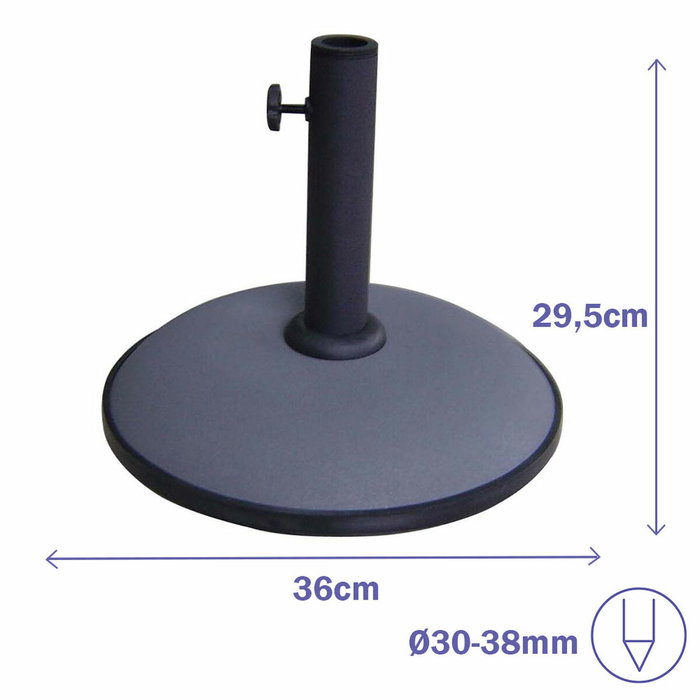 Marbueno Base Parasol Ronde 36x29,5 cm 11KG Gris Jardin, Piscine, Terrasse 10442