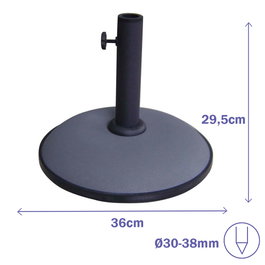 Marbueno Base de parasol ronde ciment 36x29,5 cm 11 kg Gris Jardin Piscine Terrasse 10442