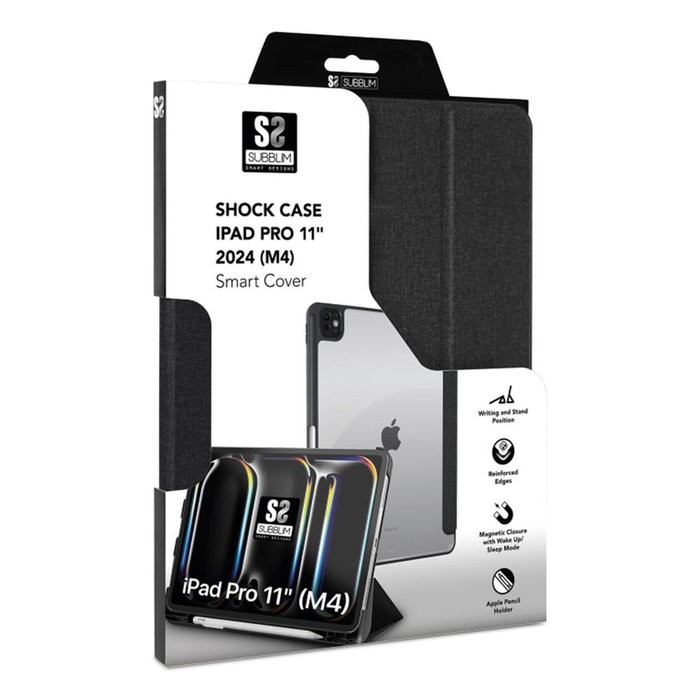 Subblim Clear Shock Case Étui iPad Pro 11" 2024 M4 7e Génération Coque Folio Transparente Noir Subblim Clear Shock Case Étui iPad Pro 11" 2024 M4 7e Génération Coque Folio Transparente Noir