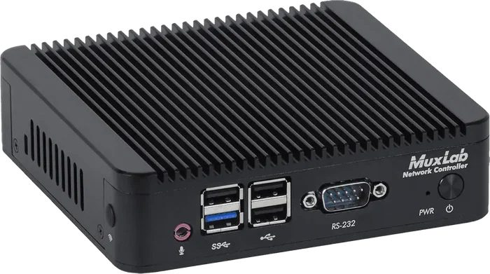 MUXLAB Contrôleur de réseau Pro avec 1 sortie HDMI, 4 sorties USB, 1 sortie VGA, RS232, LAN, alimentation externe incluse