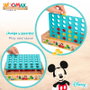 WOOMAX Jeu de Société 4 en Ligne en Bois Disney - 37 Pièces, Plateau 25x15,5 cm - À Partir de 3 Ans