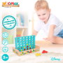 WOOMAX Jeu de Société 4 en Ligne en Bois Disney - 37 Pièces, Plateau 25x15,5 cm - À Partir de 3 Ans