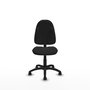 Chaise de bureau Algarra avec mécanisme de contact permanent de base, revêtue de similicuir noir. Équipée d'un piètement en polyamide noir, sans accoudoirs et de roulettes à freinage automatique