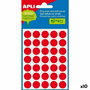 Étiquettes adhésives Apli Rouge Cercle Rond 5 feuilles (10 Unités)
