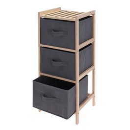 Storage Solutions Armoire de Salle de Bain 3 Compartiments avec Tiroirs en Tissu 27,5 x 25,4 x 65 cm