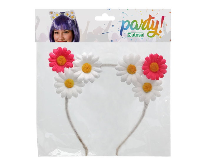Diadema Diadème à Oreilles avec Marguerites Blanches pour Déguisements Fête Kawaii Style Japonais