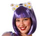Diadème tête de bandeau à oreilles décoré de marguerites blanches pour cosplay, festival et tenue kawaii