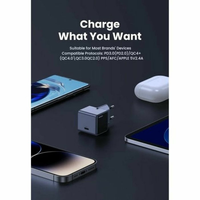 UGREEN Chargeur Secteur GaN Nexode S 30W USB-C Gris Anodisé et Noir UGREEN Chargeur Secteur GaN Nexode S 30W USB-C Gris Anodisé et Noir