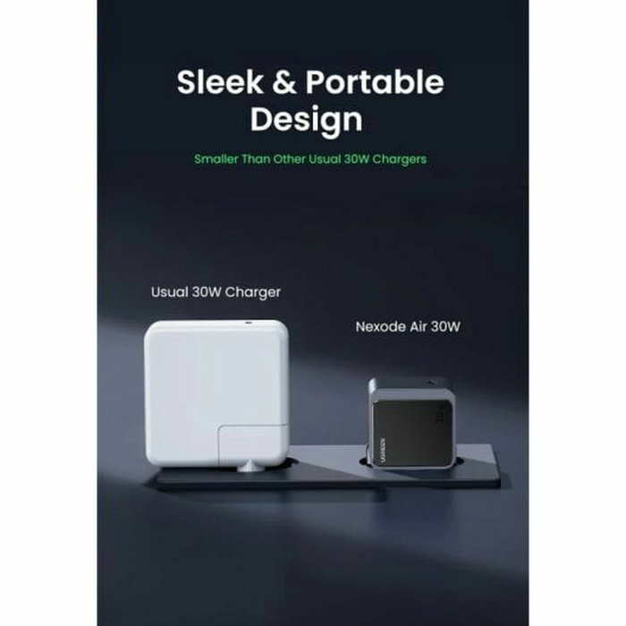 UGREEN Chargeur Secteur GaN Nexode S 30W USB-C Gris Anodisé et Noir UGREEN Chargeur Secteur GaN Nexode S 30W USB-C Gris Anodisé et Noir