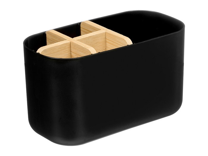 Berilo Organiseur en Plastique et Bambou 5 Compartiments Noir 17,8 x 10 x 8 cm (Set de 24)