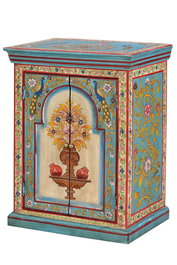 Table de chevet GINER Y COLOMER en bois de manguier multicolore avec 2 portes, tiroir et étagères intérieures - 68 x 52 x 34 cm