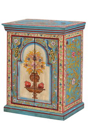 Table de chevet GINER Y COLOMER en bois de manguier multicolore avec 2 portes, tiroir et étagères intérieures - 68 x 52 x 34 cm