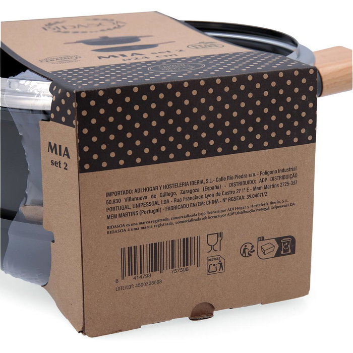 Bidasoa Set Sarén y Cacerola Aluminio Mia 24 cm, 2 Pièces, Revêtement Antiadhérent, Poignées Bois, Compatible Induction Vitrocerámica Gaz Électrique Bidasoa Set Sarén y Cacerola Aluminio Mia 24 cm, 2 Pièces, Revêtement Antiadhérent, Poignées Bois, Compatible Induction Vitrocerámica Gaz Électrique