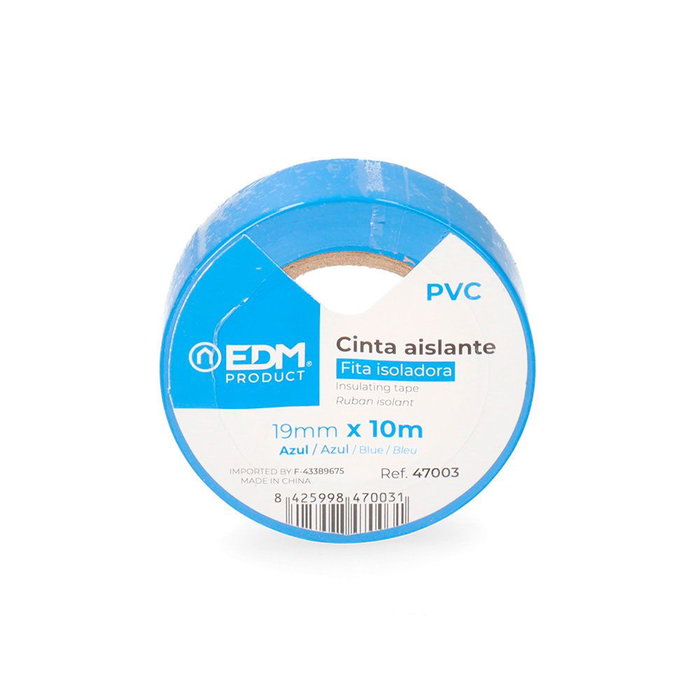 Edm Cinta aislante qualité supra bleu 19 mm x 10 m Edm Cinta aislante qualité supra bleu 19 mm x 10 m