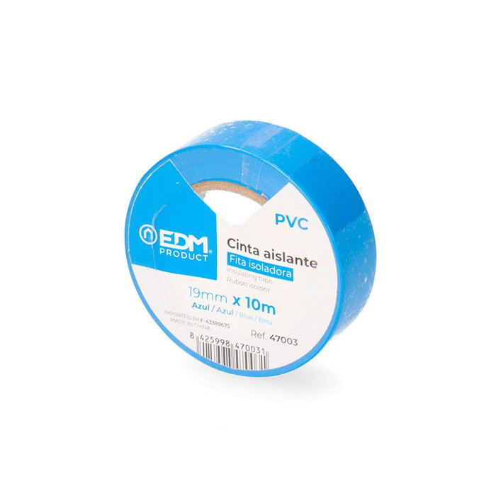 Edm Cinta aislante qualité supra bleu 19 mm x 10 m Edm Cinta aislante qualité supra bleu 19 mm x 10 m