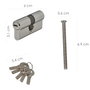 WOLFPACK LINEA PROFESIONAL Cylindre de Sécurité 30x30 mm Levier Long 13,5 mm Nickelé avec 5 Clés