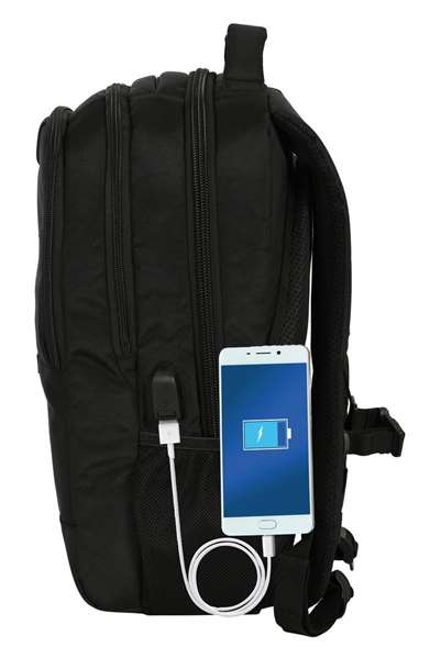 Safta Mochila - Sac à dos pour ordinateur portable 15,6 pouces Real Betis Balompie Premium, 30 x 43 x 16 cm, nylon 900D et PU, noir