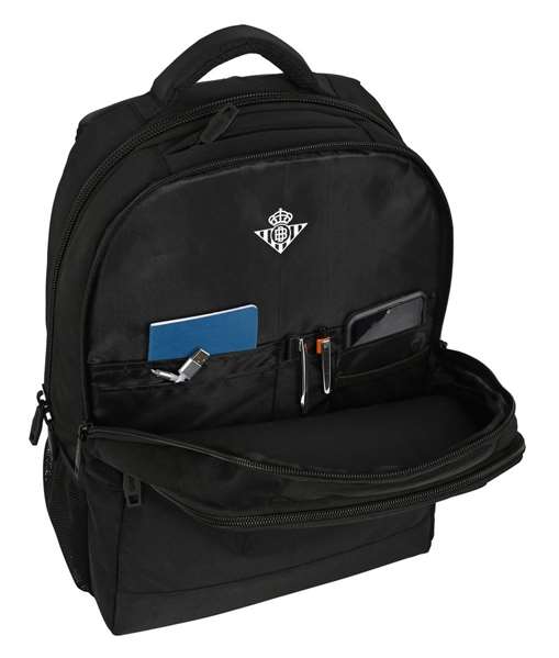 Safta Mochila - Sac à dos pour ordinateur portable 15,6 pouces Real Betis Balompie Premium, 30 x 43 x 16 cm, nylon 900D et PU, noir
