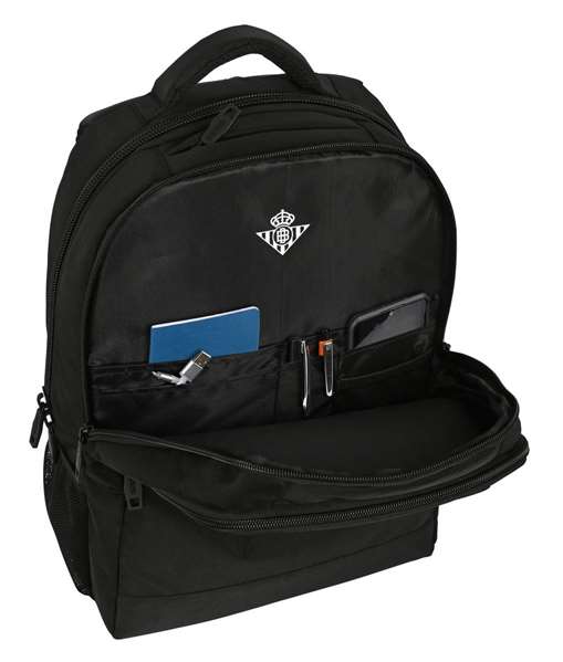 Safta Mochila - Sac à dos pour ordinateur portable 15,6 pouces Real Betis Balompie Premium, 30 x 43 x 16 cm, nylon 900D et PU, noir