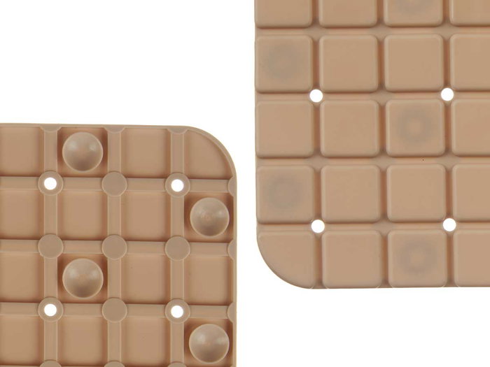 Berilo Tapis de Bain Antidérapant Quadrillage Beige Petit 50,3x50,3x0,7 cm PVC (Set de 6)