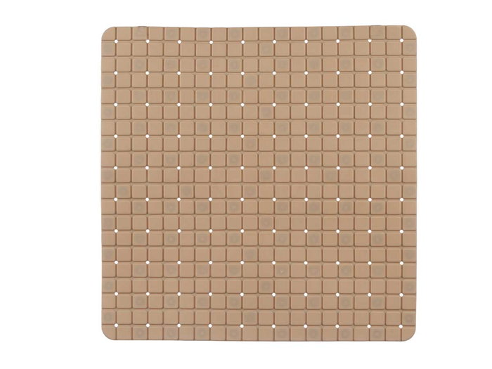 Berilo Tapis de Bain Antidérapant Quadrillage Beige Petit 50,3x50,3x0,7 cm PVC (Set de 6)