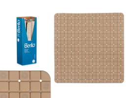 BERILO Tapis de bain antidérapant à carreaux beige petit