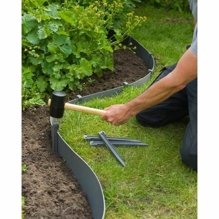 Nature Ancres pour bordure de jardin - Gris - Lot de 10