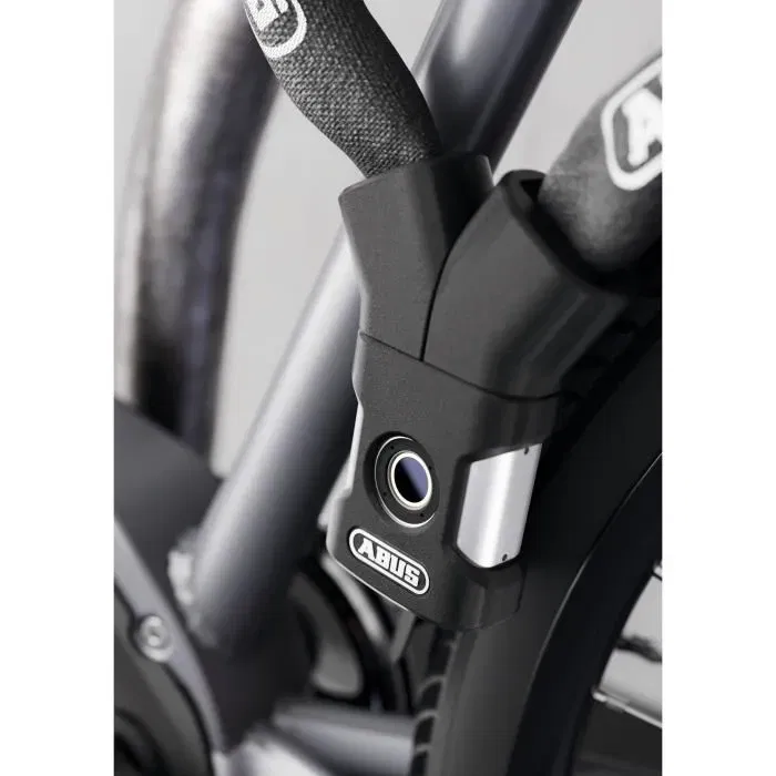 Abus Antivélo Yardo 7807F/85 - Chaîne Sécurisée 7 mm 85 cm avec Cadenas à Empreintes Digitales, IP66/IP68, Verrouillage à Billes, Housse Silicone