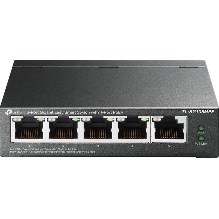 TP-Link Switch réseau 5 ports Gigabit PoE+ (80W), référence TL-SG105MPE TP-Link Switch réseau 5 ports Gigabit PoE+ (80W), référence TL-SG105MPE