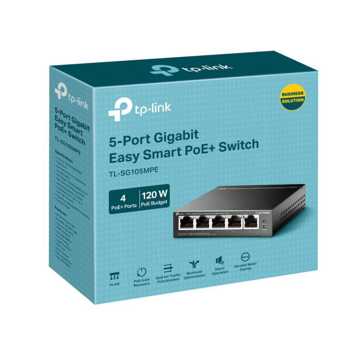 TP-Link Switch réseau 5 ports Gigabit PoE+ (80W), référence TL-SG105MPE TP-Link Switch réseau 5 ports Gigabit PoE+ (80W), référence TL-SG105MPE