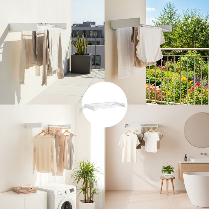 Étendoir mural pliable extensible rétractable Dryva 100 InnovaGoods