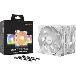 Be Quiet! Light Wings LX BL122 Pack de 3 Ventilateurs Boîtier 120 mm PWM Blanc ARGB, Éclairage Spectaculaire et Fonctionnement Silencieux