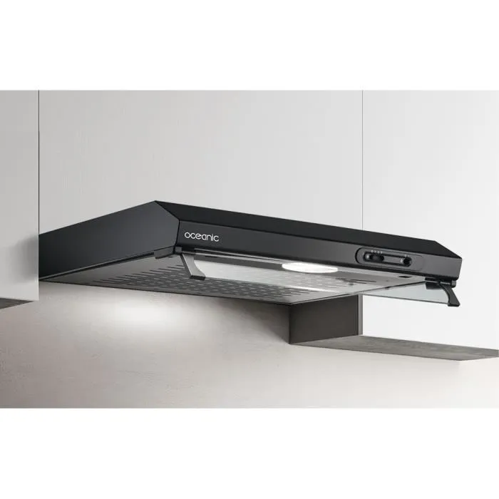 Oceanic Hotte Casquette OCEAHT205B, 60 cm, Noir, Débit d'air 205 m3/min, Classe C
