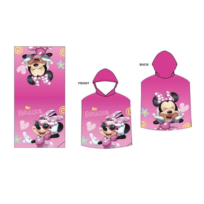 DISNEY Poncho serviette de plage en microfibre Minnie, 55x110cm 240gsm polyester DISNEY Poncho serviette de plage en microfibre Minnie, 55x110cm 240gsm polyester
