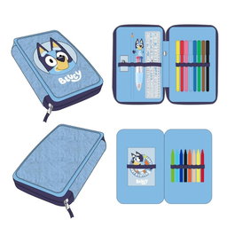 Cerdá Plumier Bluey avec accessoires et 2 compartiments, Bleu