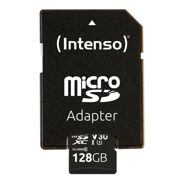 Intenso Tarjeta Memoria Micro SD 128 Go Professionnelle UHS-I Classe 10 V30 + Adaptateur SD
