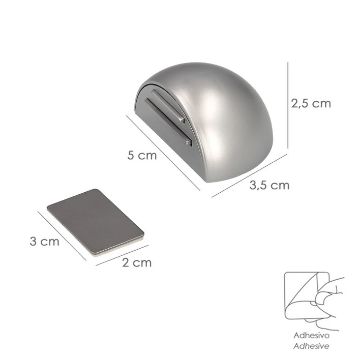 WOLFPACK LINEA PROFESIONAL Butoir de porte adhésif avec aimant, chrome mat