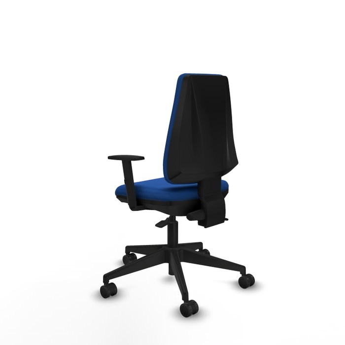 Chaise Elche Asynchrone Cuir écologique Bleu Base pyramidale noire Accoudoir 1D Sans appui-tête Roulettes 65mm nylon Chaise Elche Asynchrone Cuir écologique Bleu Base pyramidale noire Accoudoir 1D Sans appui-tête Roulettes 65mm nylon