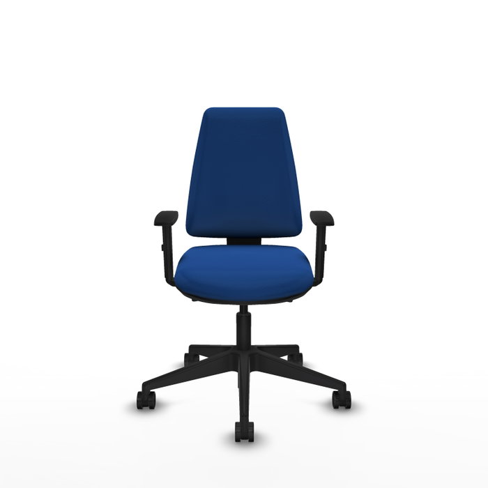 Chaise Elche Asynchrone Cuir écologique Bleu Base pyramidale noire Accoudoir 1D Sans appui-tête Roulettes 65mm nylon Chaise Elche Asynchrone Cuir écologique Bleu Base pyramidale noire Accoudoir 1D Sans appui-tête Roulettes 65mm nylon