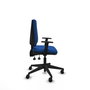 Chaise Elche Asynchrone Cuir écologique Bleu Base pyramidale noire Accoudoir 1D Sans appui-tête Roulettes 65mm nylon