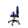 Chaise Elche Asynchrone Cuir écologique Bleu Base pyramidale noire Accoudoir 1D Sans appui-tête Roulettes 65mm nylon