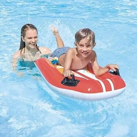 Intex Bodyboard Gonflable Enfant 112x62 cm avec 2 Poignées dès 6 ans - 2 Modèles Assortis Garçon et Fille