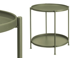 Giftdecor Table d'appoint ronde double métal vert 53 x 47.5 x 47.5 cm